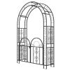7.4ft Steel Garden Arch with Gate, Garden Arbor Trellis for Climbing Plants, Roses, Vines, Wedding Arch Stand for Outdoor, Garden, Lawn, Backyard