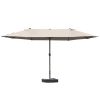 15ft Patio Umbrella with Base, Rectangular, Double-Canopy, UV-Blocking, Easy Crank, Coffee