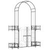 7 Metal Garden Arbor with 4 Planter Boxes Double Doors for Party Ceremony Black