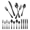 VEVOR 30-Piece Black Silverware Set, Food-Grade Stainless Steel Flatware Utensils for 6, Mirror Finished Cutlery Set