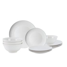 Emelie 12-Piece Stoneware Dinnerware Set White