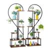 2pcs 6 Layers Half Heart Iron Wood Suitable For Garden Balcony Patio Lawn Home Decoration Plant Stand Flower Pot Stand Iron Flower Stand Black