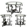 3-Piece Coffee Table Set, Tempered Glass Surface with Sturdy Metal Frame - Modern Living Room Sets (1 Coffee Table + 2 End Tables)