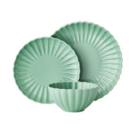 Colette 12-Piece Stoneware Dinnerware Set, Green