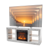 Silver Mirror Modern TV Stand with 18 Inch Fireplace Insert & Storage Shelves, Medium Density Fiberboard Fireplace TV Console for Living Room