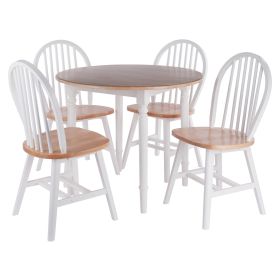 Sorella 5-Pc Drop Leaf Dining Table with Windsor Chairs; Natural and White