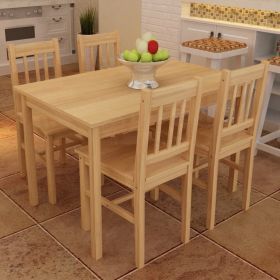 Dining Table and Chairs Natural Pine wood 5 Pieces Durable