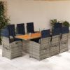 Dining Set Beige PE Rattan Large Foldable Garden Dining Set