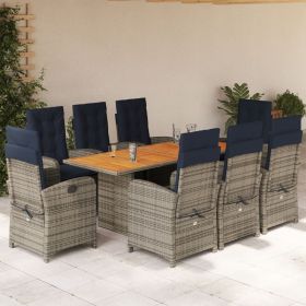 Dining Set Beige PE Rattan Large Foldable Garden Dining Set