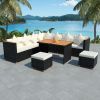Patio Furniture Set Set of 7 Black and Cream