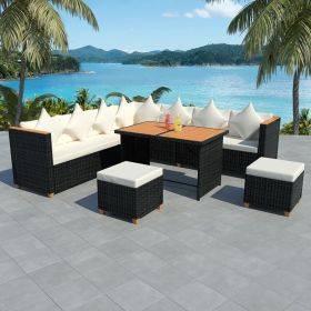 Patio Furniture Set Set of 7 Black and Cream