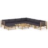 Garden Lounge Set Dark Grey, Bamboo Bamboo, 100% Polyester