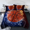3pcs Water Fire Basketball Comforter Set Burning fire Thin Bedding Duvet Game Summer Quilt Set Twin Size(temu can only be self-picked up)