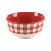Gingham Red Stoneware 12-Piece Dinnerware Set