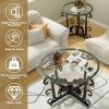 3-Piece Coffee Table Set, Tempered Glass Surface with Sturdy Metal Frame - Modern Living Room Sets (1 Coffee Table + 2 End Tables)