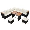 Patio Furniture Set Set of 7 Black and Cream
