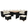 Patio Furniture Set Set of 7 Black and Cream