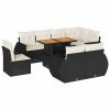 Garden Sofa Set Black and Cream PE Rattan 9 Piece Set