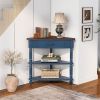 33.8'' Small Triangle Corner Table, Wood Corner Side Table for Small Spaces/ Living Room, 3 Tier End Corner Table with Solid Wood Legs