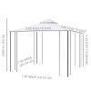10x10 Steel Patio Gazebo Canopy Cream White with Mesh Curtains Shelves