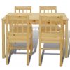 Dining Table and Chairs Natural Pine wood 5 Pieces Durable
