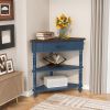 33.8'' Small Triangle Corner Table, Wood Corner Side Table for Small Spaces/ Living Room, 3 Tier End Corner Table with Solid Wood Legs