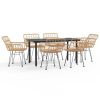Garden Dining Set Black Steel, Poly Rattan Standard Durable