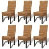 Dining Chairs 6 pcs Abaca and Solid Mango Wood