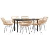 Garden Dining Set Black Steel, Poly Rattan Standard Durable