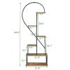 2pcs 6 Layers Half Heart Iron Wood Suitable For Garden Balcony Patio Lawn Home Decoration Plant Stand Flower Pot Stand Iron Flower Stand Black