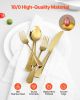 VEVOR 60-Piece Gold Silverware Set, Food-Grade Stainless Steel Flatware Utensils for 12, Mirror Finished Cutlery Set