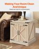 VEVOR Farmhouse End Table, Rectangle PE Rattan Woven Wood Coffee Table, 24-Inch Modern Boho Style Storage Coffee Table with Retro Metal Hinges