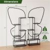 6-Tier Butterfly Shape Metal Plant Stand 2-Pack with Hanging Hooks Adjustable Foot Pads Black