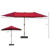 15ft Patio Umbrella with Base, Rectangular Double-Sided Shade, Easy Crank