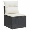 Garden Sofa Set Black and Cream PE Rattan 9 Piece Set