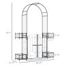 7 Metal Garden Arbor with 4 Planter Boxes Double Doors for Party Ceremony Black