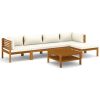 Garden Lounge Set Cream Solid acacia wood, fabric 6 Piece Set
