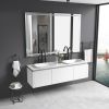 84 x 48 Inch LED Bathroom Mirror with Front and Backlight, Wall Mounted Vanity Mirror with Aluminum Frame, Anti-Fog, Memory, 3 Colors