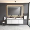 84 x 48 Inch LED Bathroom Mirror with Front and Backlight, Wall Mounted Vanity Mirror with Aluminum Frame, Anti-Fog, Memory, 3 Colors