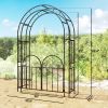 7.4ft Steel Garden Arch with Gate, Garden Arbor Trellis for Climbing Plants, Roses, Vines, Wedding Arch Stand for Outdoor, Garden, Lawn, Backyard