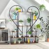2pcs 6 Layers Half Heart Iron Wood Suitable For Garden Balcony Patio Lawn Home Decoration Plant Stand Flower Pot Stand Iron Flower Stand Black