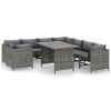 Garden Lounge Set Grey PE (polyethylene) rattan, powder-coated steel