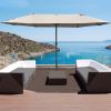 15ft Patio Umbrella with Base, Rectangular, Double-Canopy, UV-Blocking, Easy Crank, Coffee