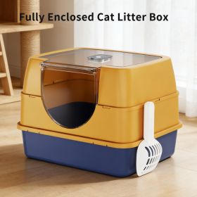 Dark Gray Top Entry Fully Enclosed Cat Litter Box, With Free Scoop & Litter Mat, Anti-Splash & Odor Locking, For Large Cats & Multi-Cat Households (Option: Orange)
