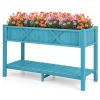 Poly Wood Elevated Planter Box with Legs Storage Shelf Drainage Holes