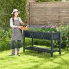 Poly Wood Elevated Planter Box with Legs Storage Shelf Drainage Holes
