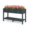 Poly Wood Elevated Planter Box with Legs Storage Shelf Drainage Holes